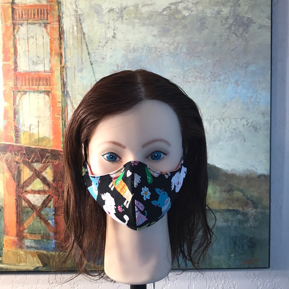 Black Dog-Print Face Mask